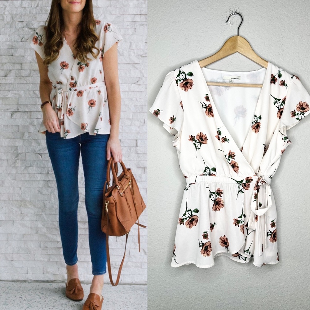 June and Hudson Foral Wrap Top - Picture 3 of 13